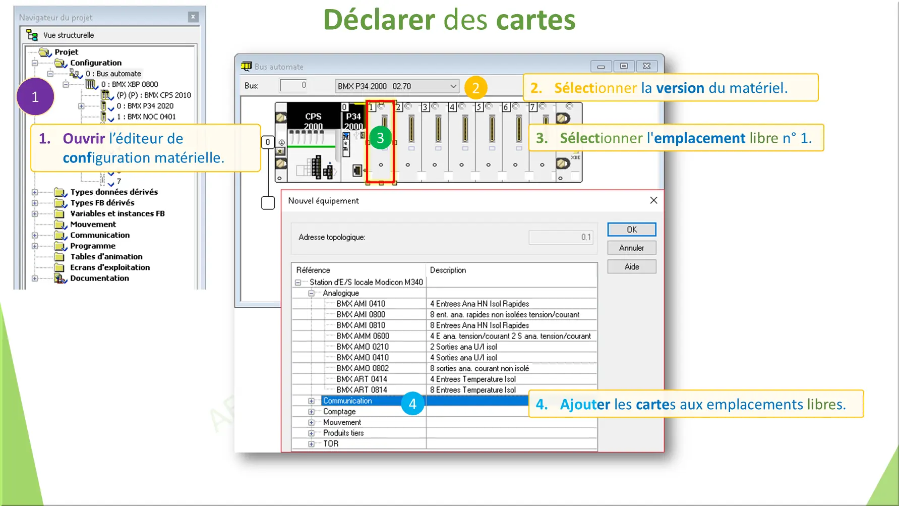 Déclarer des cartes